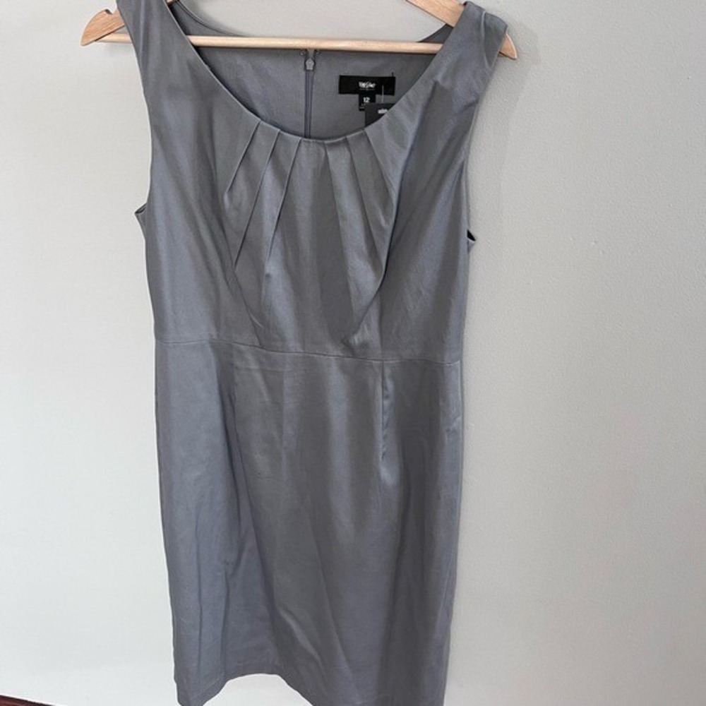 Mossimo Supply Co. Gray Sleeveless Pleated Neck Sheath Midi Dress Sz. 12 Bodycon - Picture 2 of 8